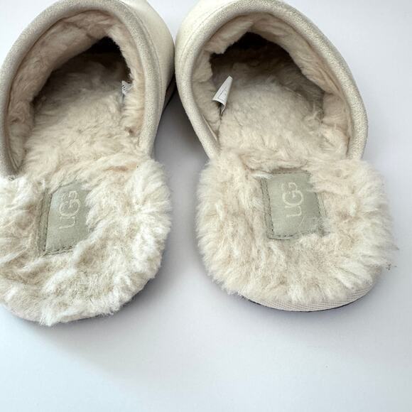 UGG Womens Pearle UGGplush Scuff Slipper Size 8 Suede Wool Blend Cream - Picture 5 of 8